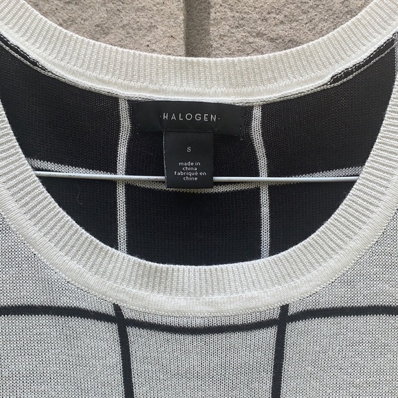 Halogen Off White/Blk Plaid Pullover Sweater Vest SzS - Picture 4 of 9